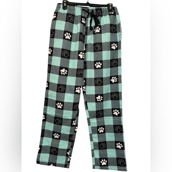 Paw Print Buffalo Plaid Flannel Lounge PJ Pants - Picture 4 of 10